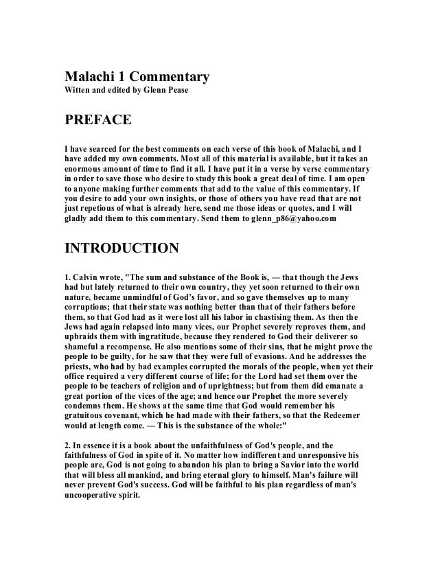 Malachi Summary